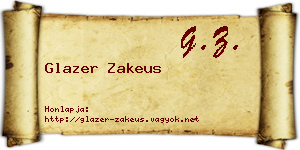 Glazer Zakeus névjegykártya